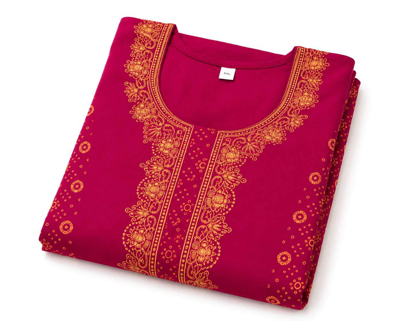 VL Shopping Women's Pure Cotton Nighty | Copper Embroidery Model | Front Zip | Front Pocket | Full Length Night Gown | XXL Size | 55 Inches | Maroon Pink - Image 2