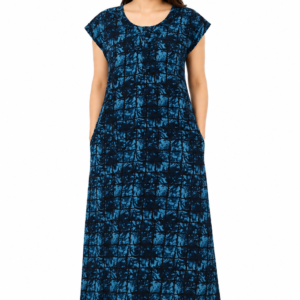 VL Shopping Premium Pure Cotton Nighty for Women | Blue & Black Colour | Full Length | XXL Size | Side Pocket | Length 53 Inches | Soft & Comfortable Daily Wear